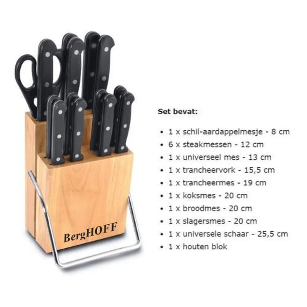 BergHOFF Messenblok 15-delig - 15 Stuks - Zwart/Aluminium