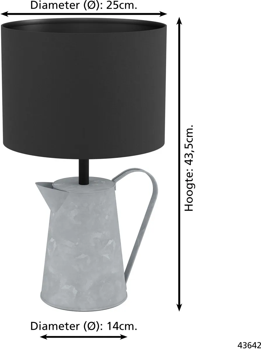 Eglo Kensal Tafellamp E27 - Ø25cm - Zwart/Grijs