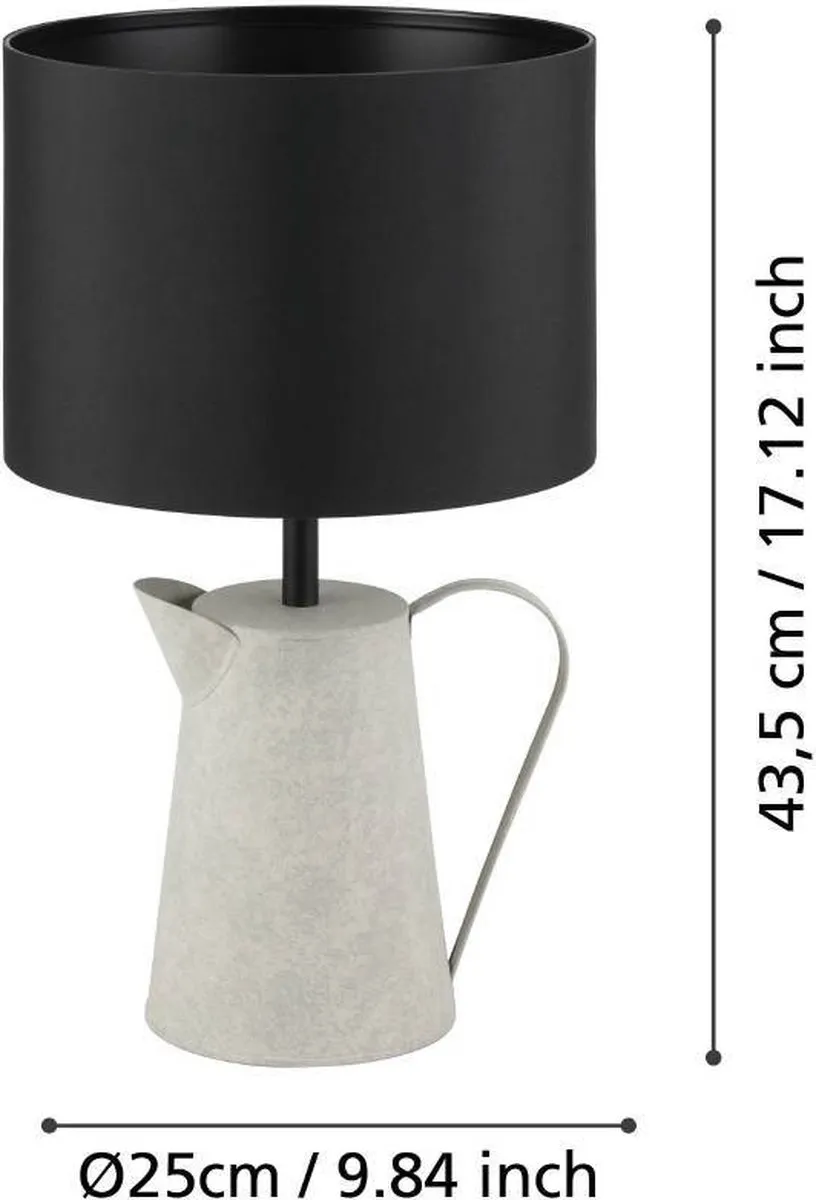 Eglo Kensal Tafellamp E27 - Ø25cm - Zwart/Grijs