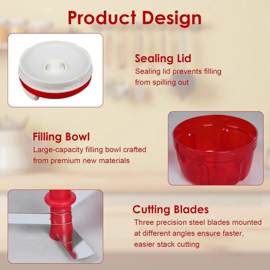 ECTEATOY Handmatige Groentesnijder - Multifunctioneel RVS - Rood