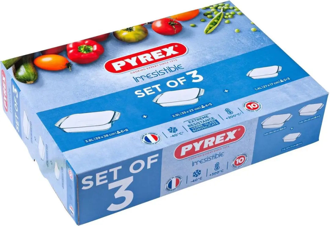 PYREX Optimum Ovenschalenset 3 Stuks - 2,1/2,9/3,8L Transparant