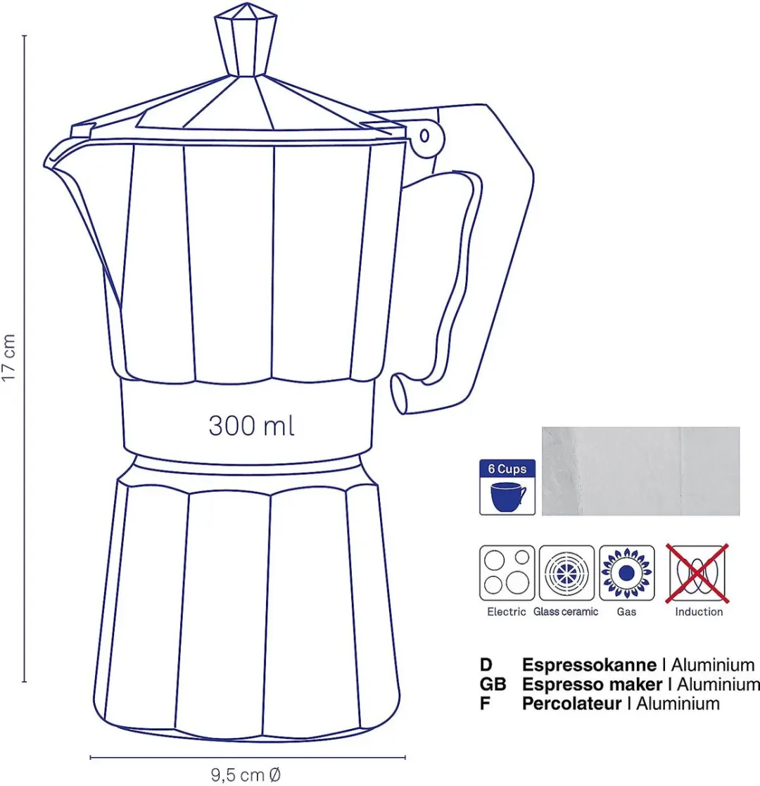 Kela Espressomaker 3-kops 4025457105913 - Zilver