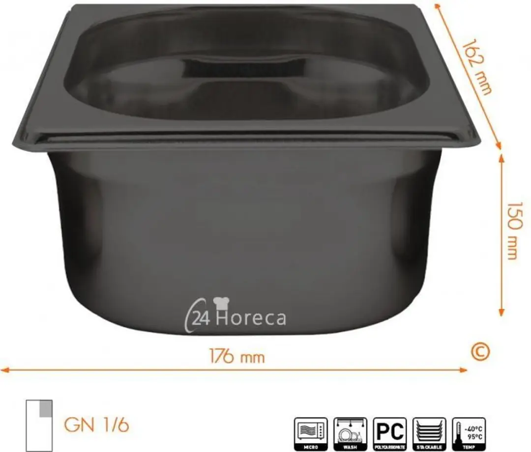 HENDI GN1/1 Container 2,4L - Zwart Polycarbonaat - afbeelding 6 van 6
