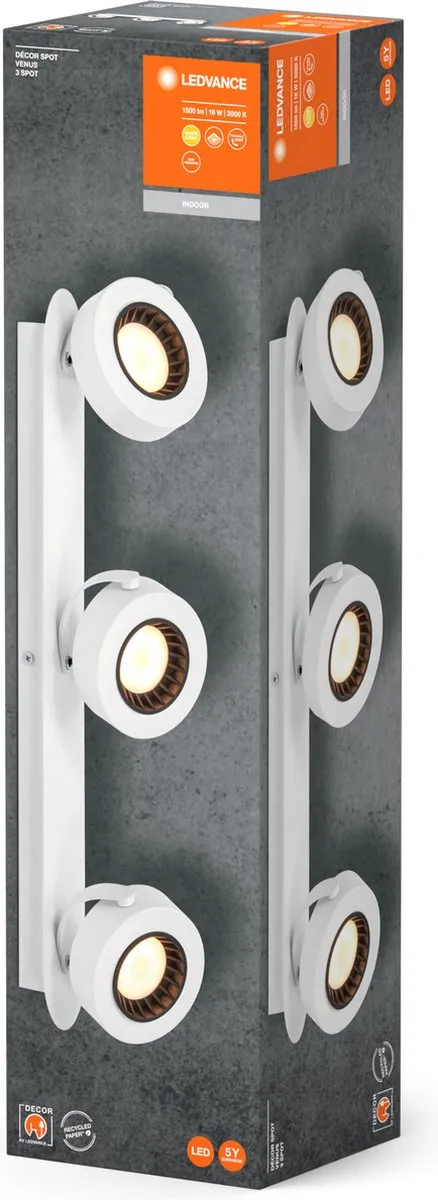 LEDVANCE Decor Spot Venus White 3 Spot - 16W 650lm Warm Wit