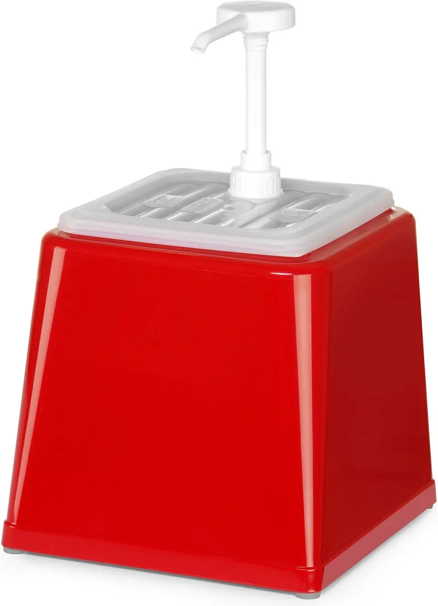 HENDI Sausdispenser met pomp 2,5L - Rood - afbeelding 6 van 6