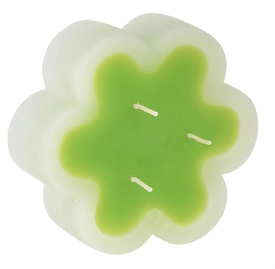 Kaemingk Bloemvorm Kaars - Groen/Wit Ø11,5cm