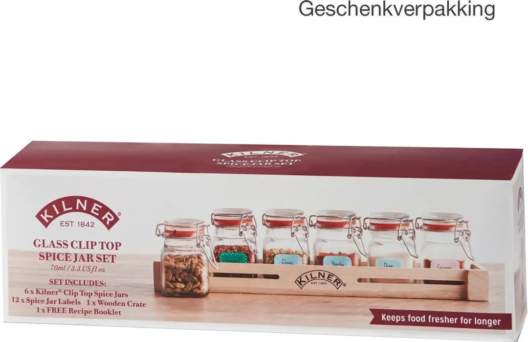Kilner Houten Kruidenrek 0025.807 - 6 Potjes - 35.5x9x10cm