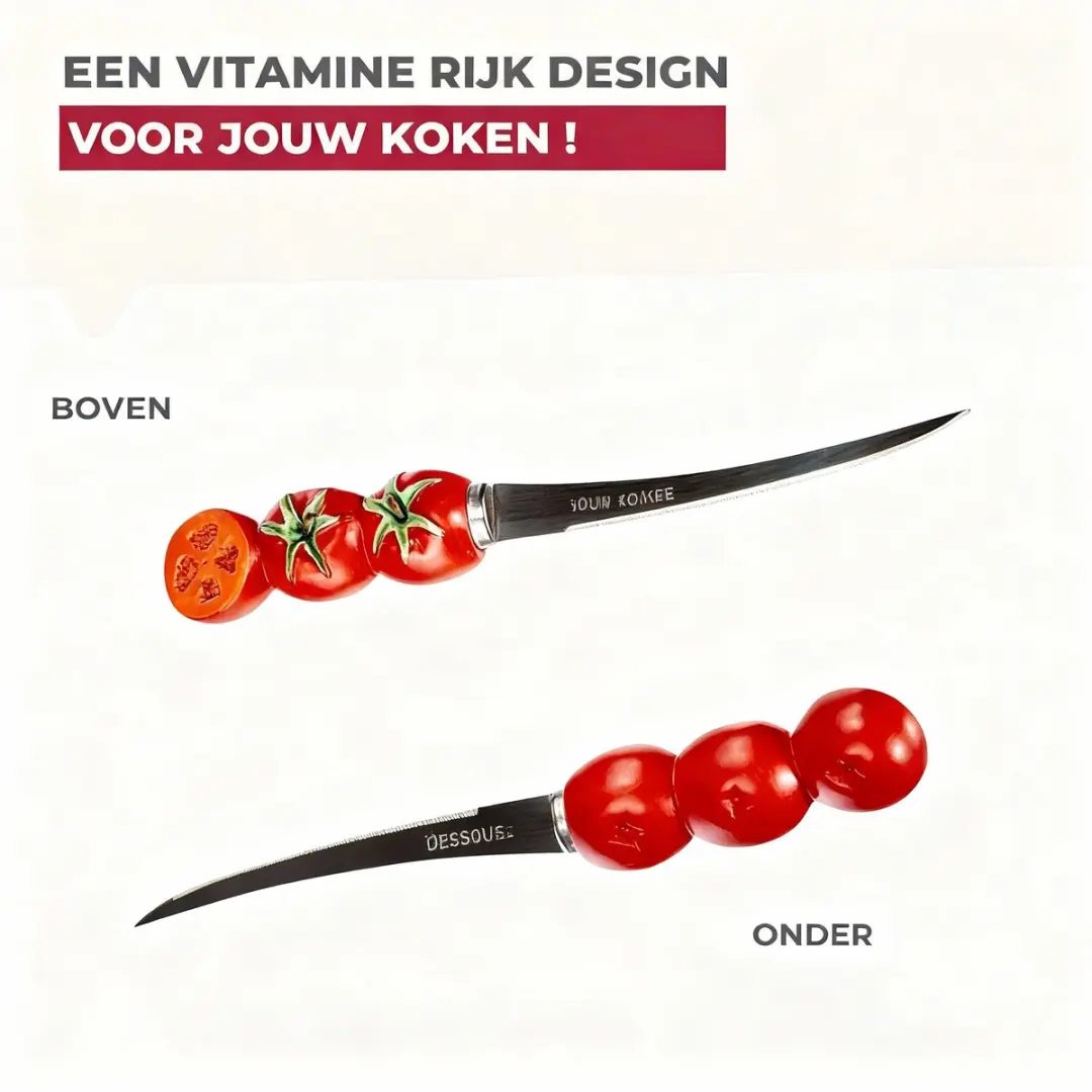 Fackelmann Tomatenmes 11cm - Gekarteld lemmet - Rood