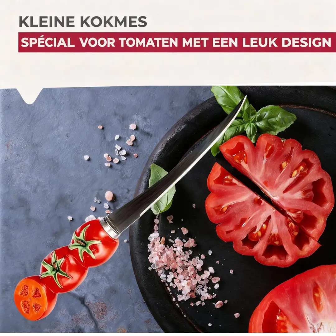 Fackelmann Tomatenmes 11cm - Gekarteld lemmet - Rood