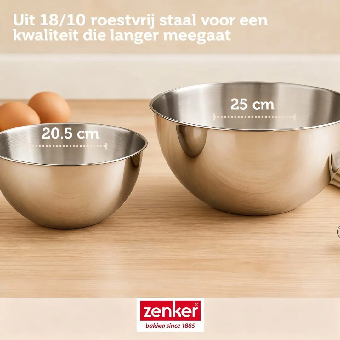 Zenker Bakkersset 27cm - Springvorm, 2 Mengkommen, Maatbeker & Spatel