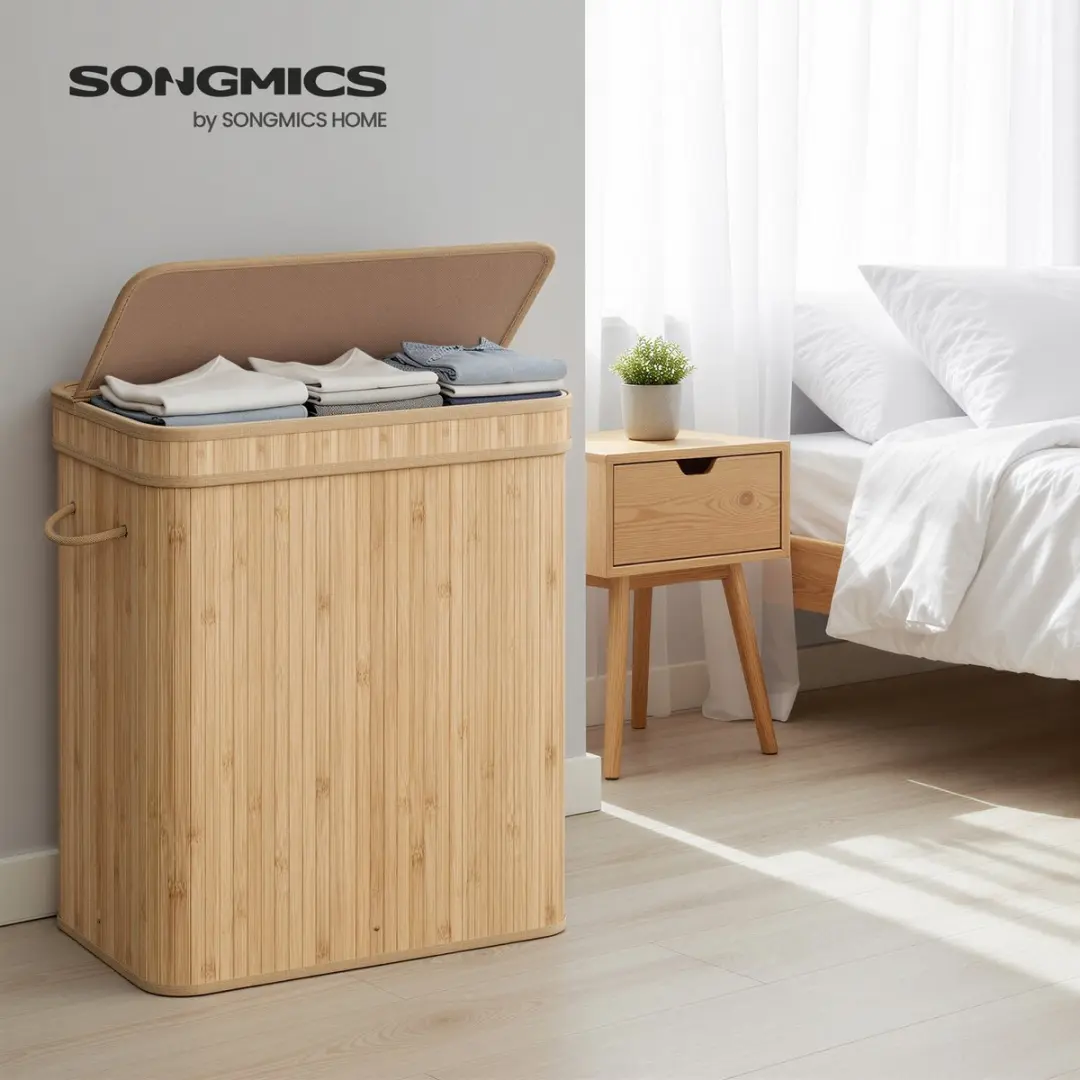 Songmics Wasmand Wassorteerder Bamboe 100L - Beige