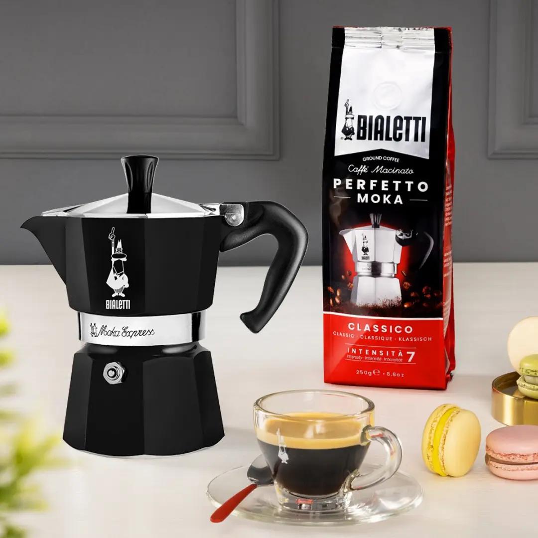 Bialetti Moka Express 6 Koppen - Aluminium - Zwart