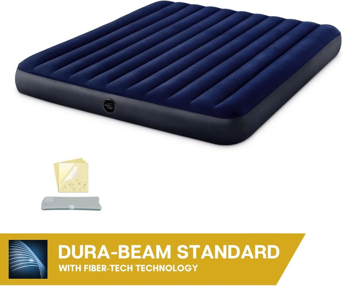 Intex Classic Dura-Beam Luchtbed 203x183x25cm - 2 Persoons - Blauw