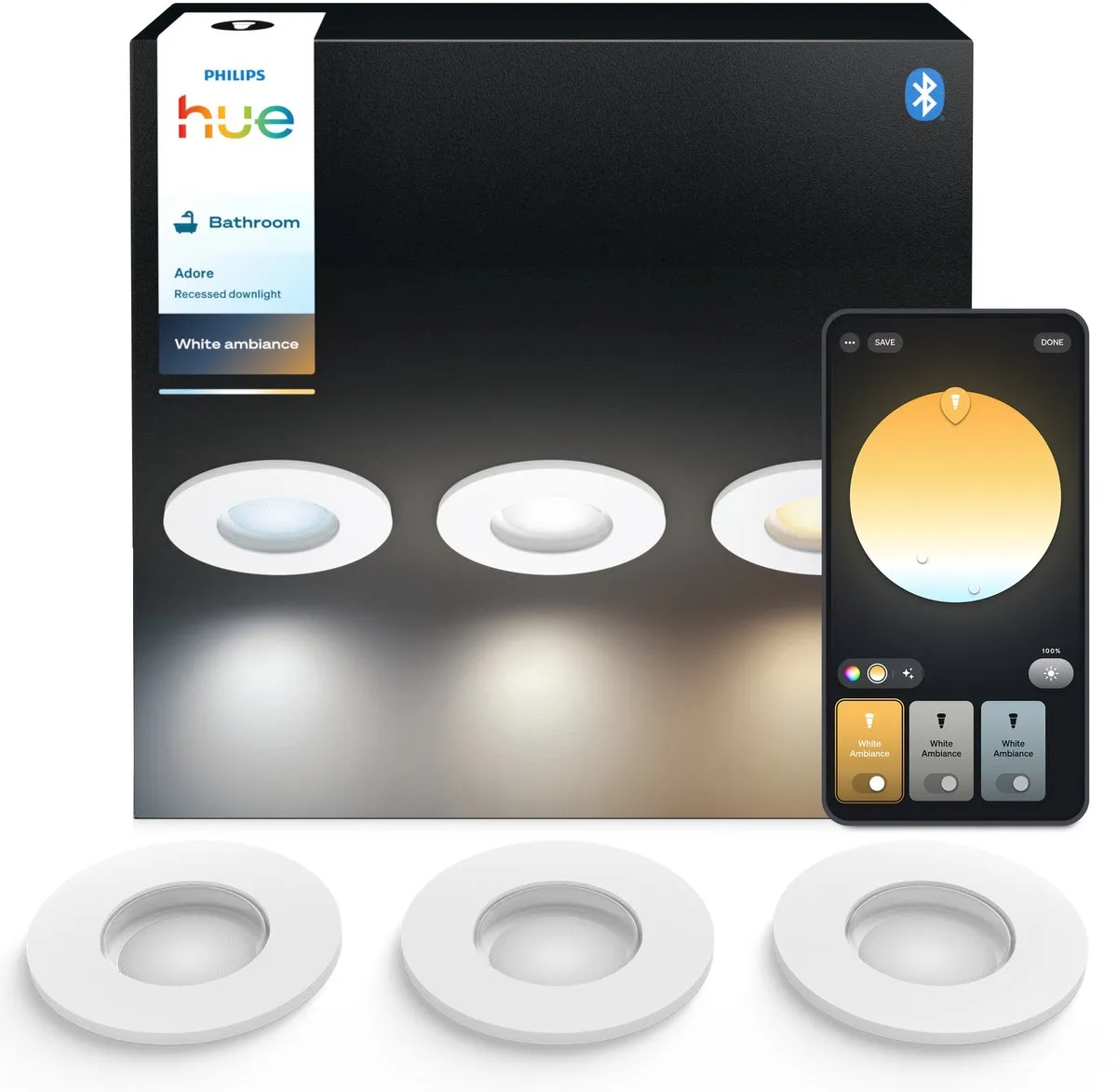 Philips Hue Adore Inbouwspot 3-pack