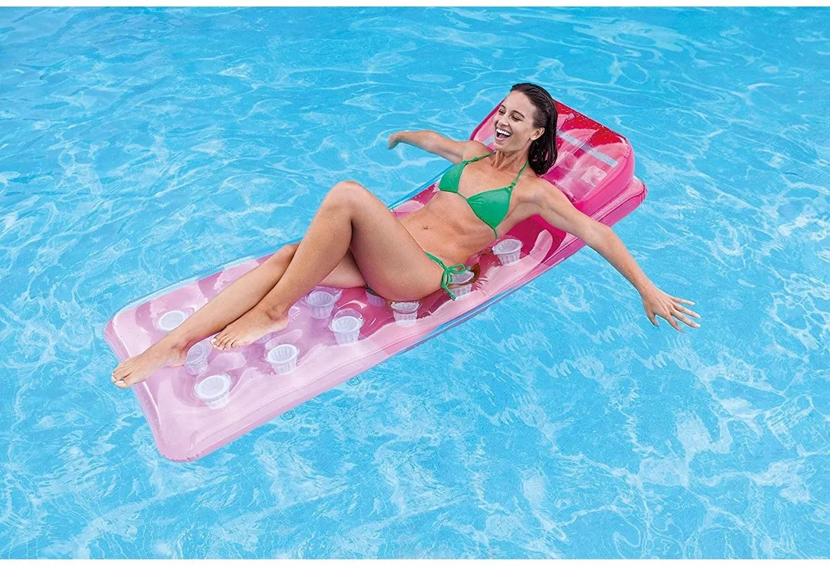 Intex 18-Pocket Fashion Luchtmatras 188x71cm - Geel/ Groen