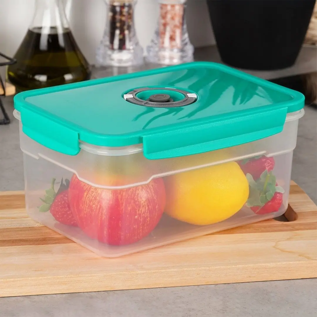 Excellent Houseware Vacuüm Vershoudbakje 2.3L - Transparant/Turquoise