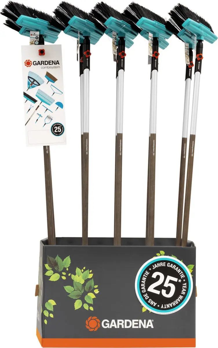 Gardena Combisystem Straatbezem met Schraper - Zwart/Turquoise