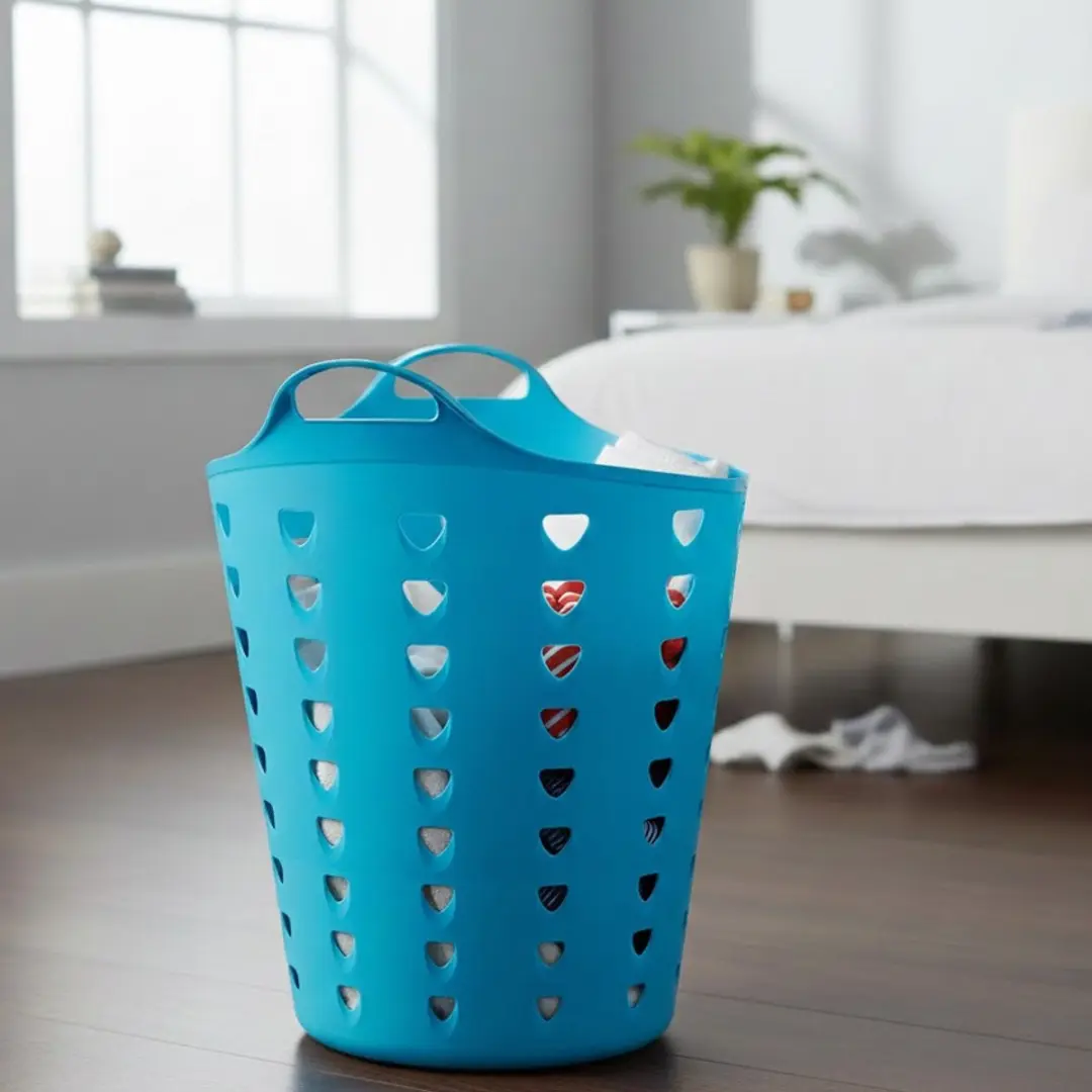 Excellent Houseware Flexibele Wasmand - 60L - Lichtblauw