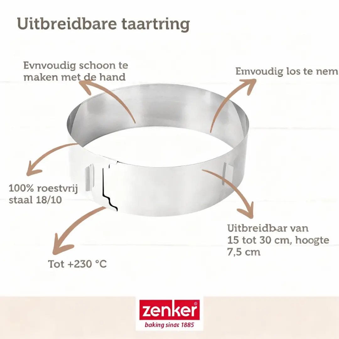 Zenker Smart Pastry Verstelbare Bakring - Roestvrij staal