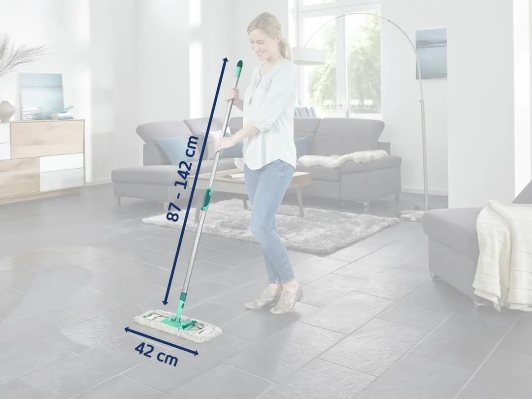 Leifheit Profi Cotton Plus Vloerwisser 42cm - Telescoopsteel 80-140cm - Turquoise/Grijs