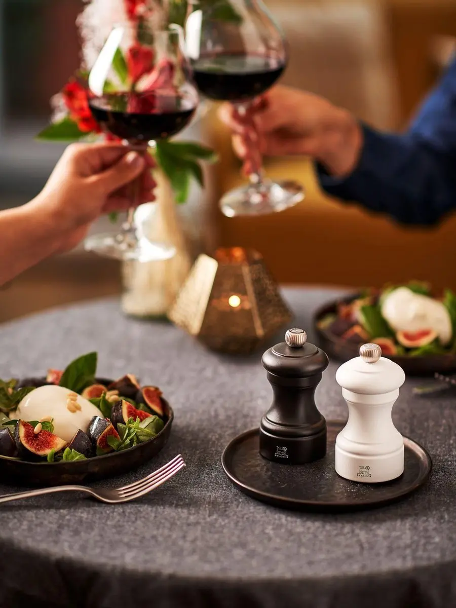 Peugeot Bistro Peper- en Zoutmolen 10cm - Mat Zwart/Wit - Beukenhout