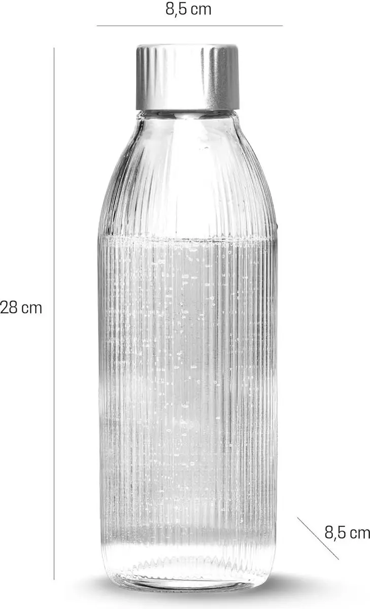 Mysoda 1PB10G-S Glazen Waterfles 1L - Transparant