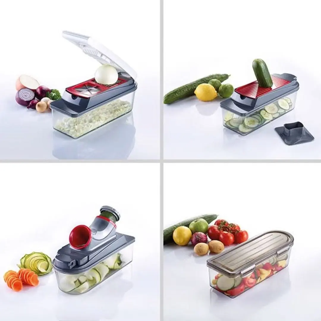 Westmark Dicer Star Plus Multisnijder 12-delig - wit/rood/transparant