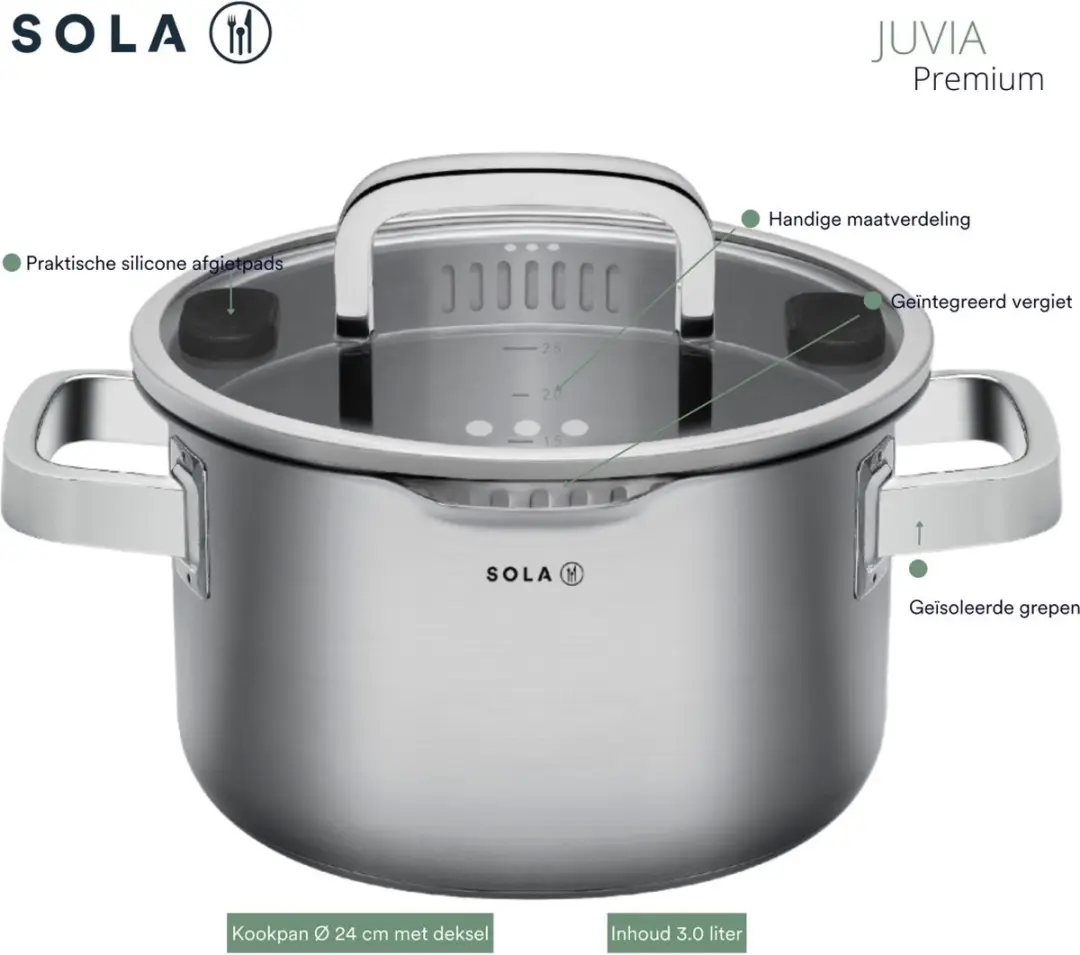 Sola Juvia Kookpan Ø24cm - Zilver