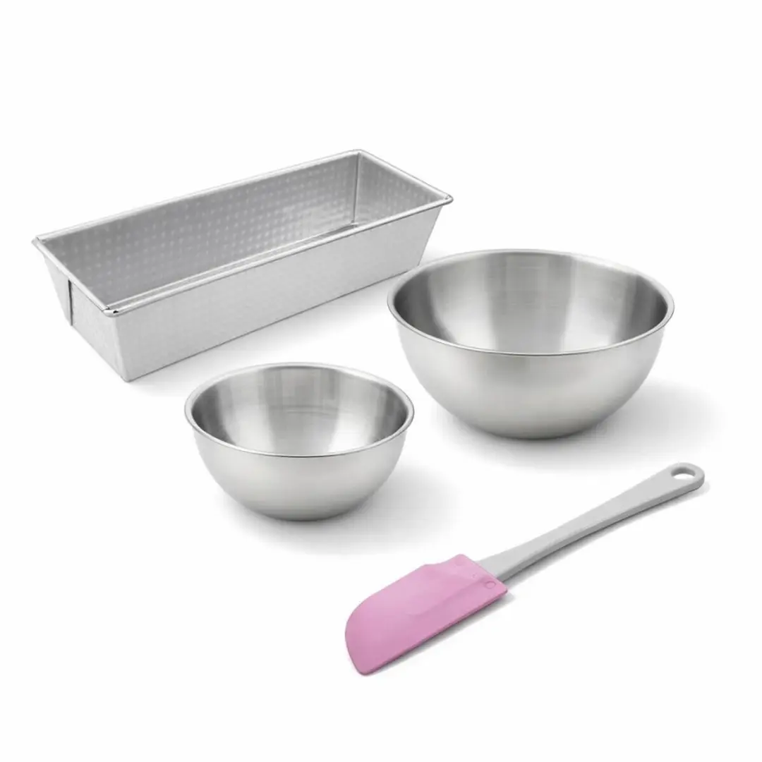 Zenker Baksset - Cakevorm 30cm + Spatel + 2 Mengkommen - Grijs