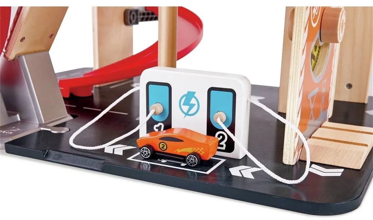 Hape Stunt-Fahrbahn met Ladestation - Veelkleurig