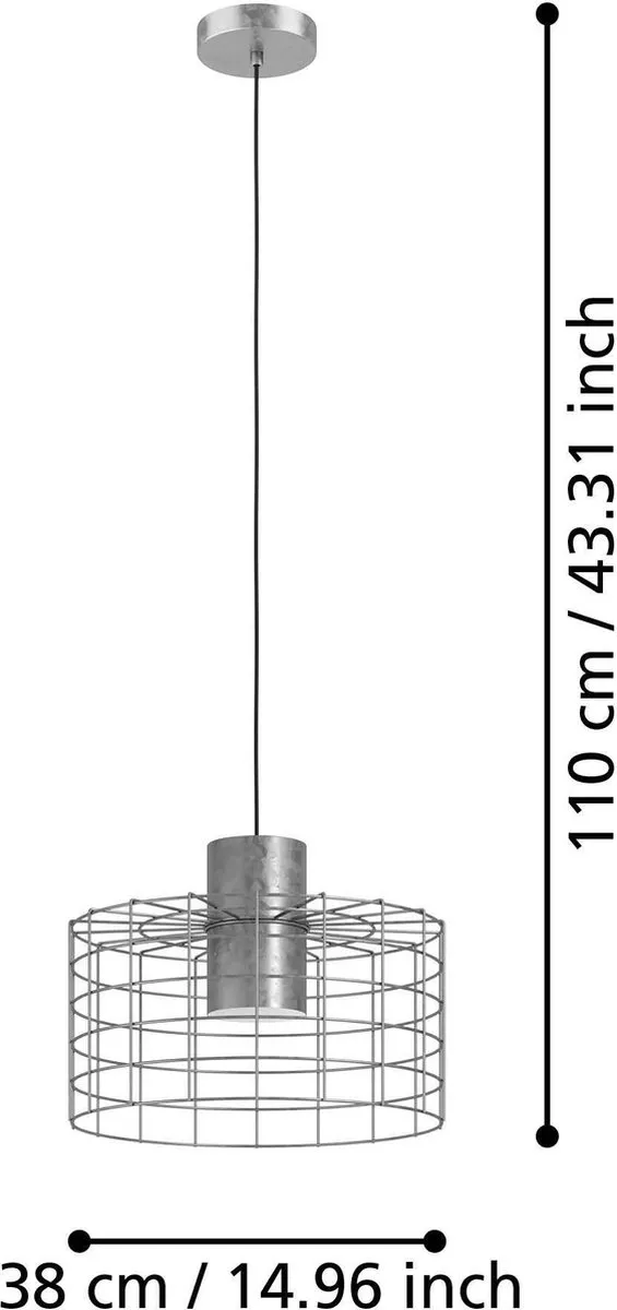 Eglo Milligan Hanglamp E27 - 3 Lichtpunten - Ø38cm - Grijs/Wit - afbeelding 6 van 6