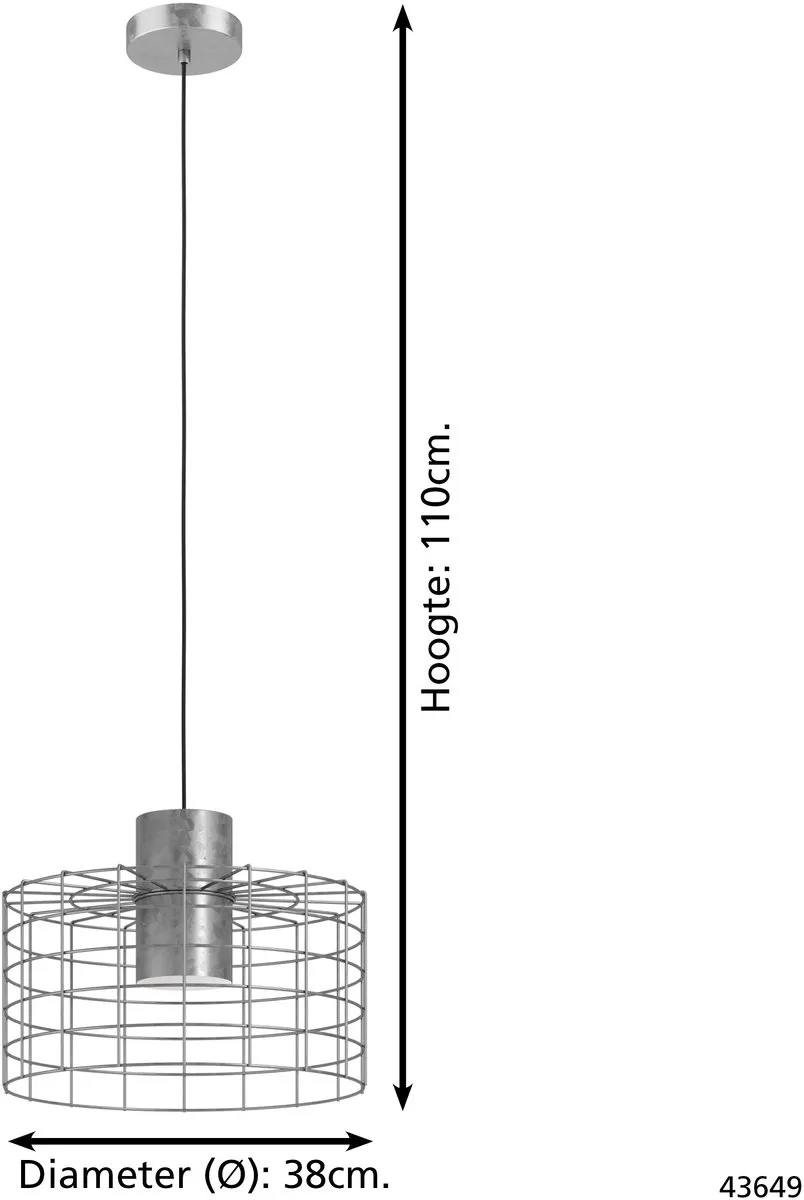 Eglo Milligan Hanglamp E27 - 3 Lichtpunten - Ø38cm - Grijs/Wit