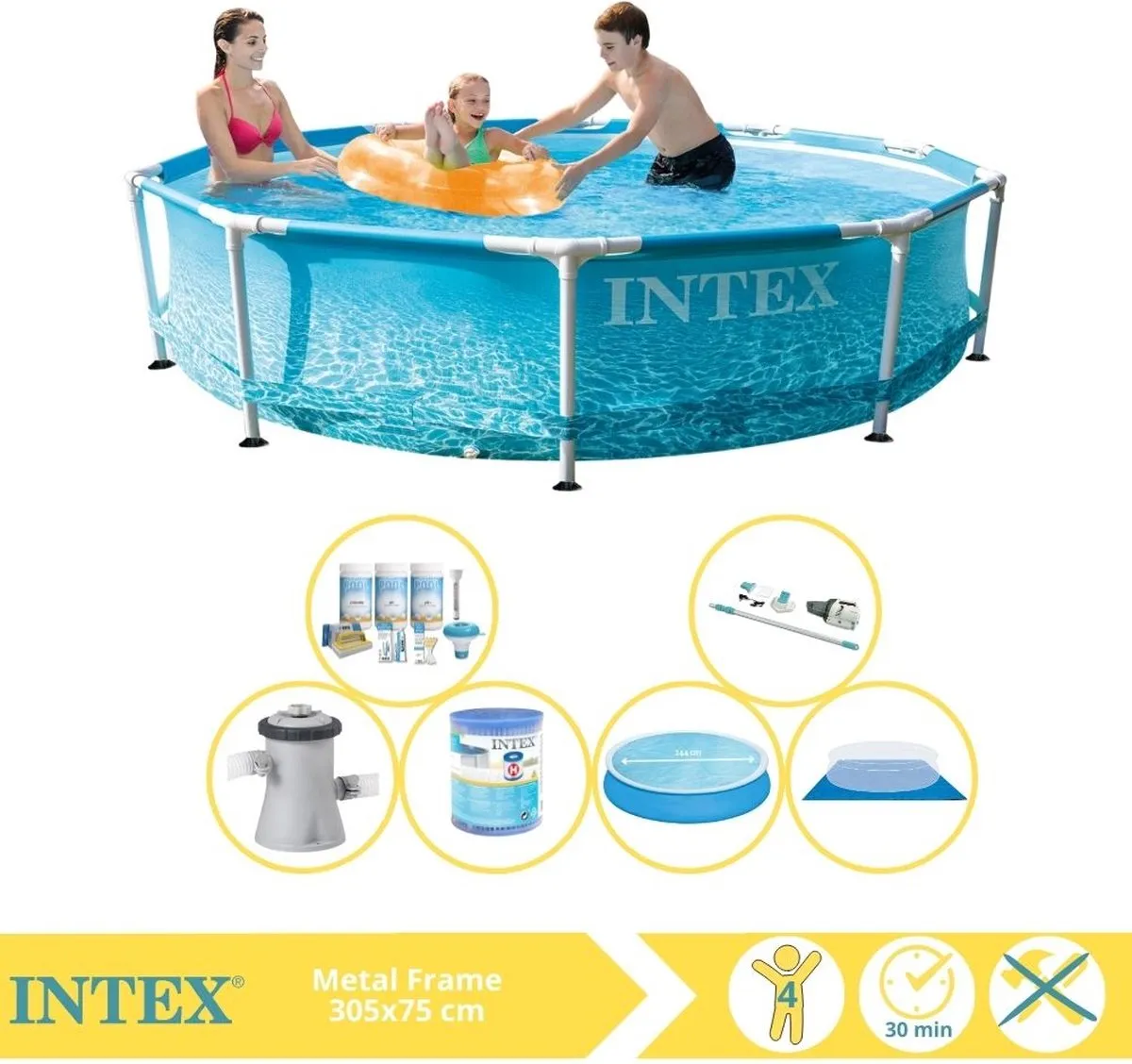 Intex Metal Frame Zwembad 305x76cm - 4485L - Blauw - MPN 28206NP