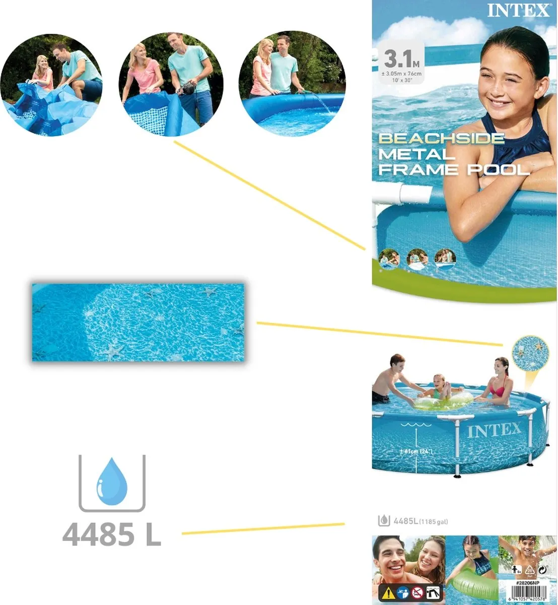Intex Metal Frame Zwembad 305x76cm - 4485L - Blauw - MPN 28206NP