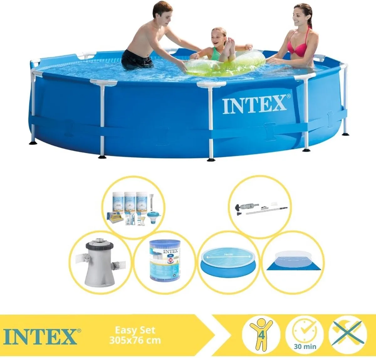 Intex Metal Frame Zwembad 305x76cm - 4485L - Blauw - MPN 28206NP