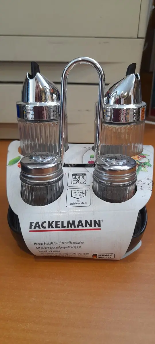 Fackelmann Peper/Zout/Olie/Azijnstel Glas - 5-delig - 50ml