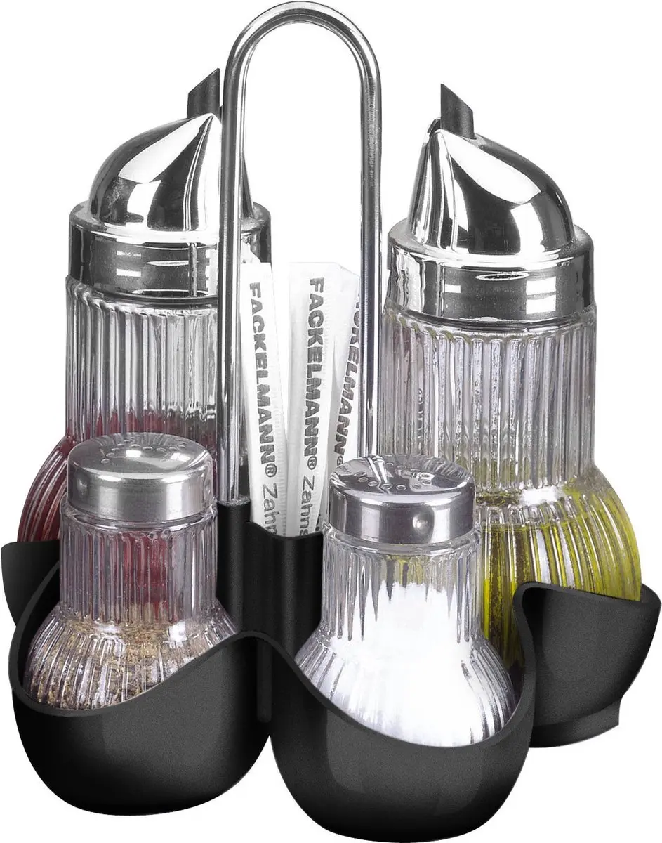 Fackelmann Peper/Zout/Olie/Azijnstel Glas - 5-delig - 50ml