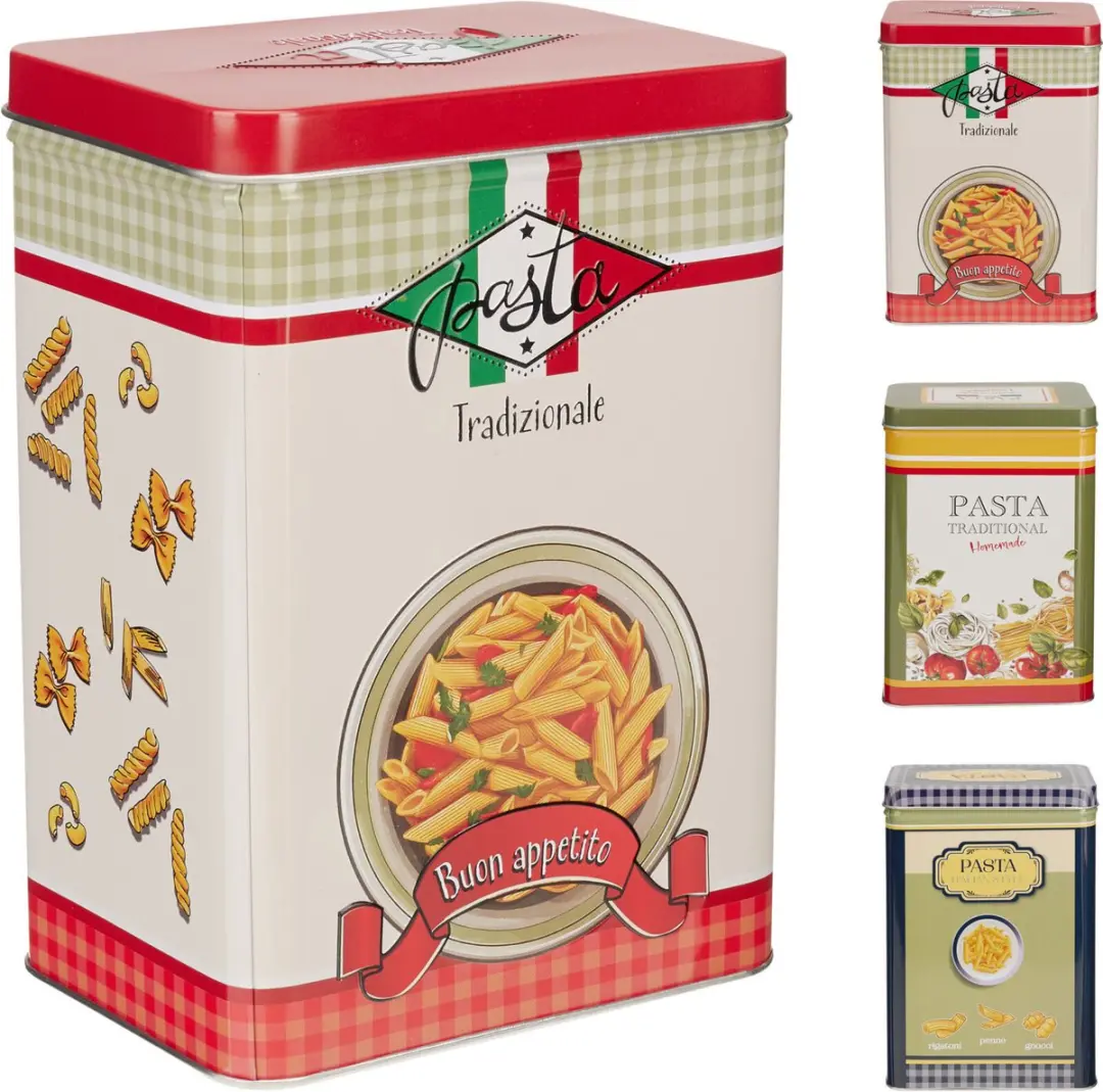 Excellent Houseware Nostalgia Pasta Bewaarblik - 1.5L - 2 Stuks - Olijfgroen