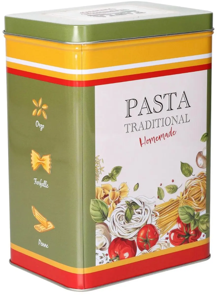 Excellent Houseware Nostalgia Pasta Bewaarblik - 1.5L - 2 Stuks - Olijfgroen