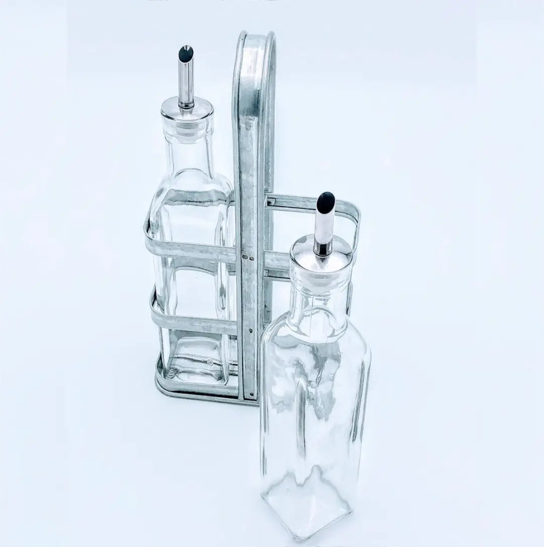 Excellent Houseware Olie- en Azijnset RVS/Glas - 2x 500ml - Grijs - afbeelding 6 van 6