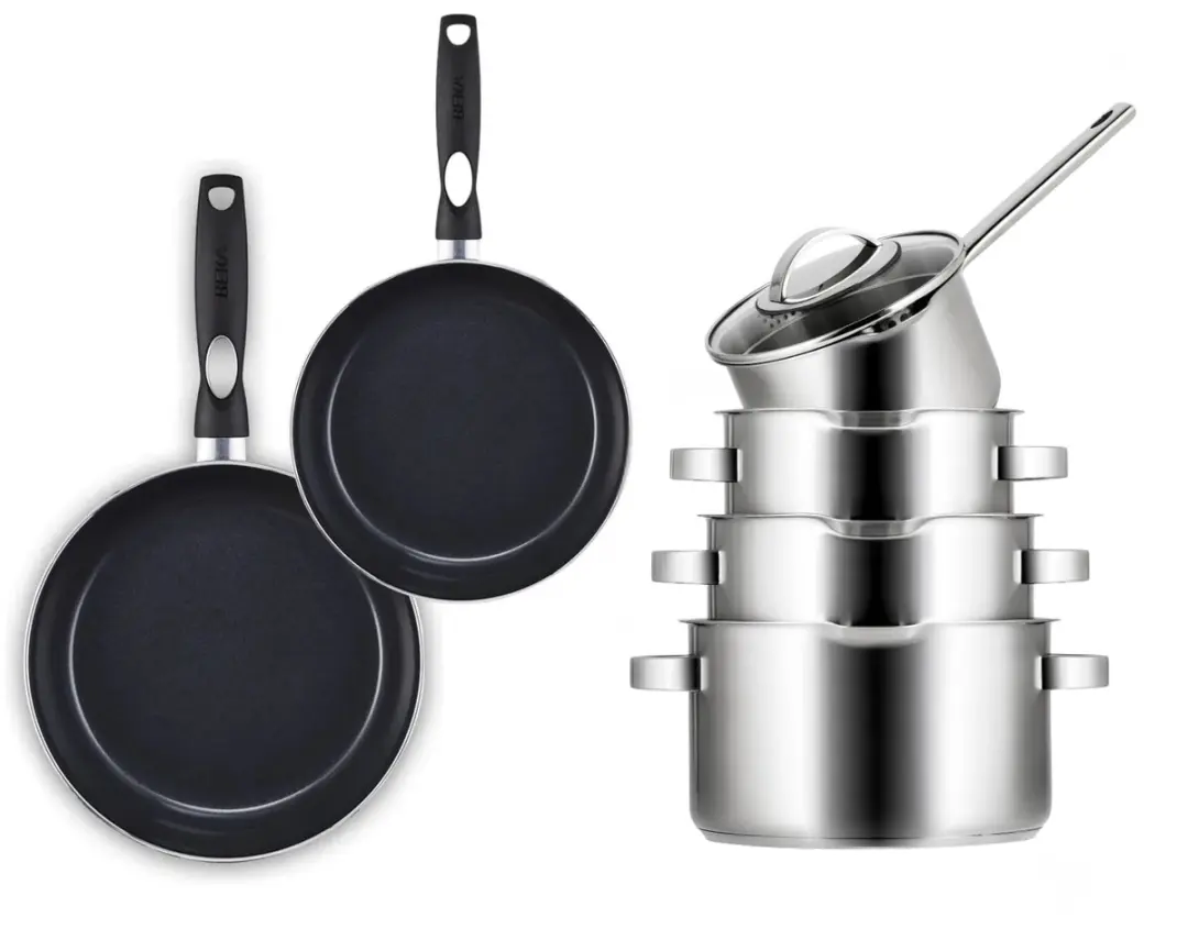 Sola Pearl Deluxe 4-delig Pannenset - 6 Stuks - Zilver