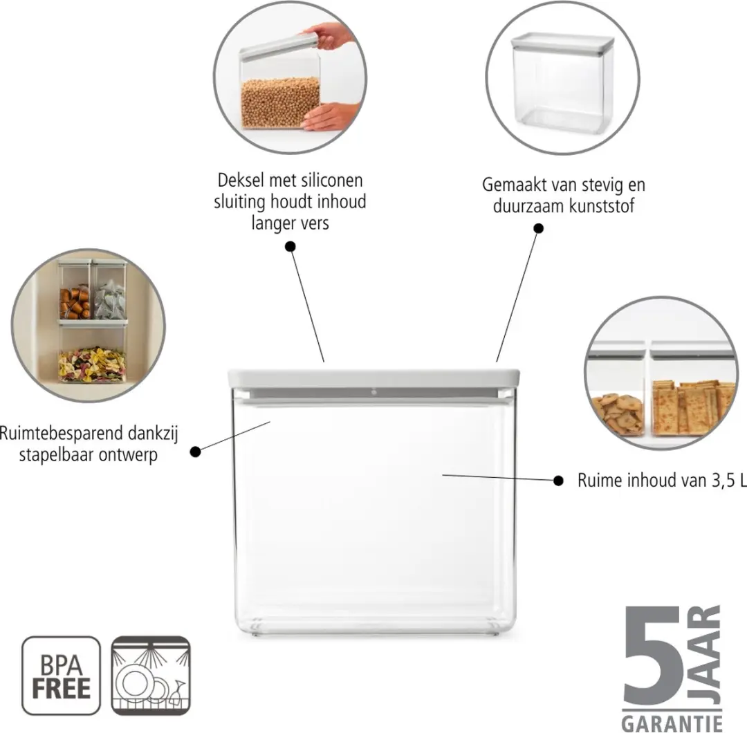 Brabantia Tasty+ Voorraadbus 3,5L - 2-delig - Light Grey