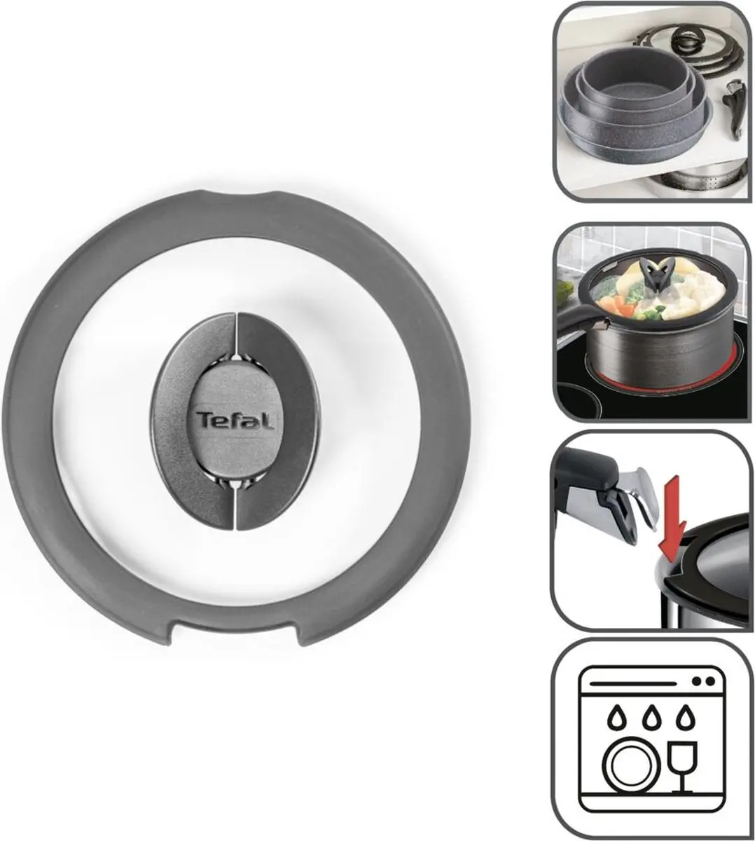 Tefal Ingenio Glazen Deksel L9846753 - Ø28cm - Zwart