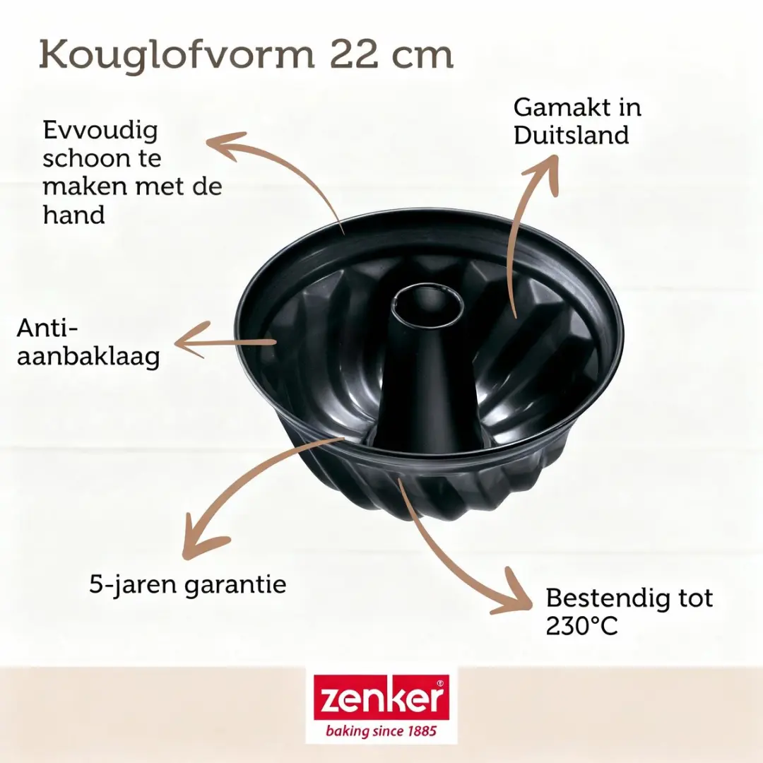 Zenker Tulbandvorm 22cm - Zwart