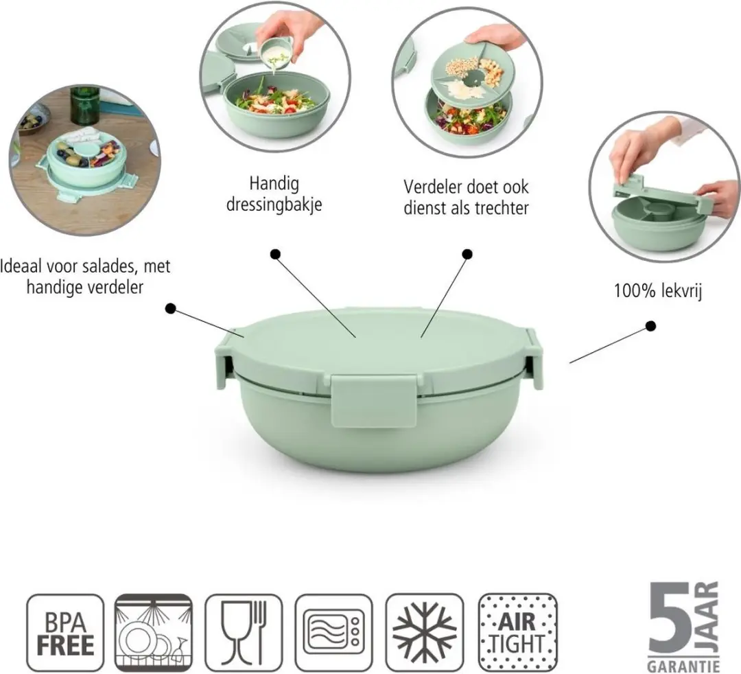 Brabantia Make & Take Salade Lunchbox 1,3L - Jade Green