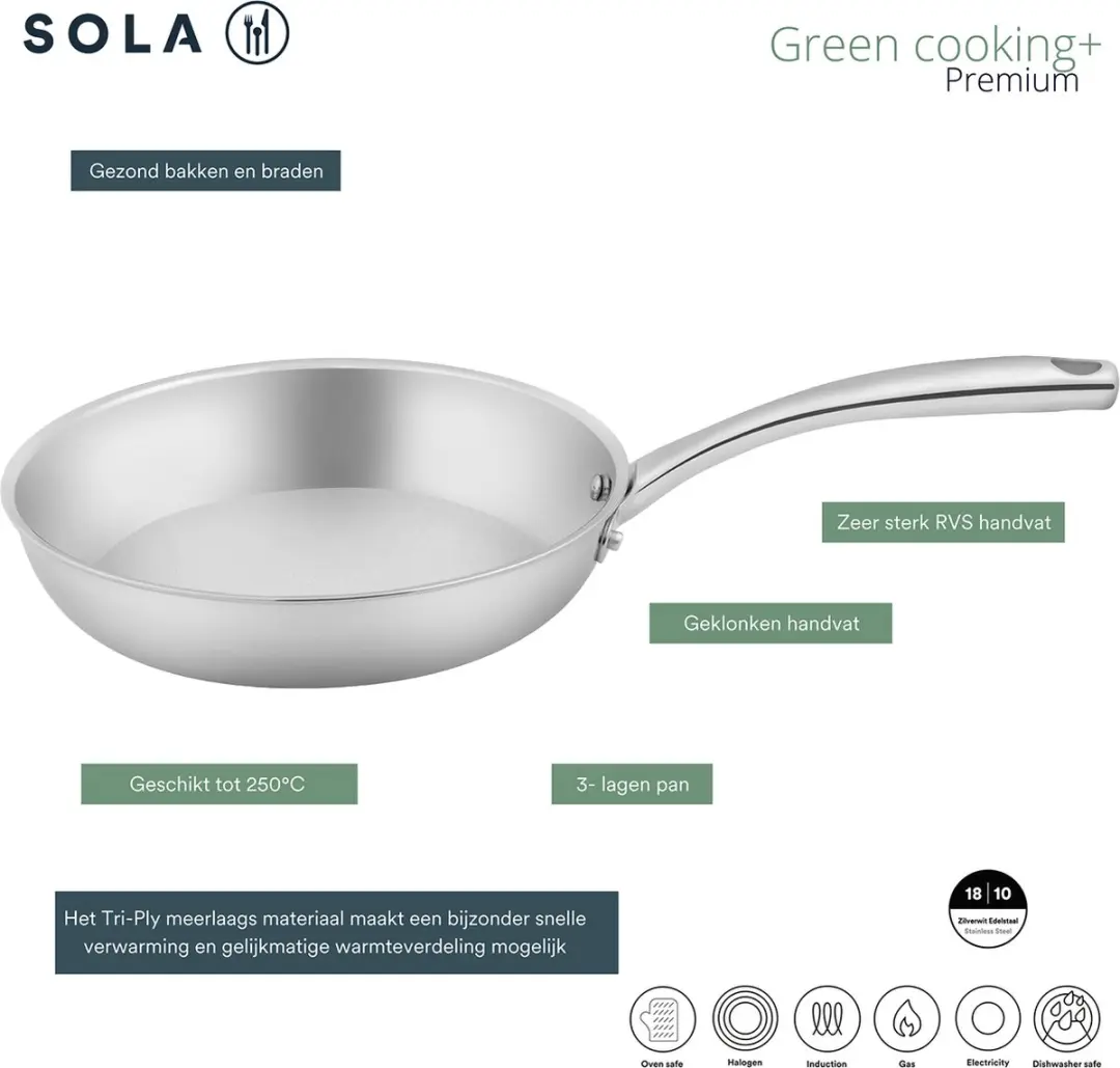 Sola Green Cooking Koekenpan 24cm - Zilver