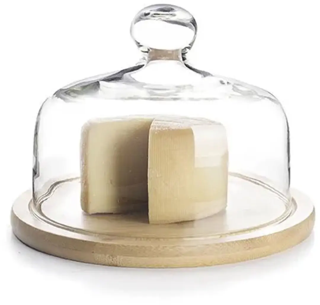 Ibili Glazen Stolp 18cm - Houten Voet - Transparant