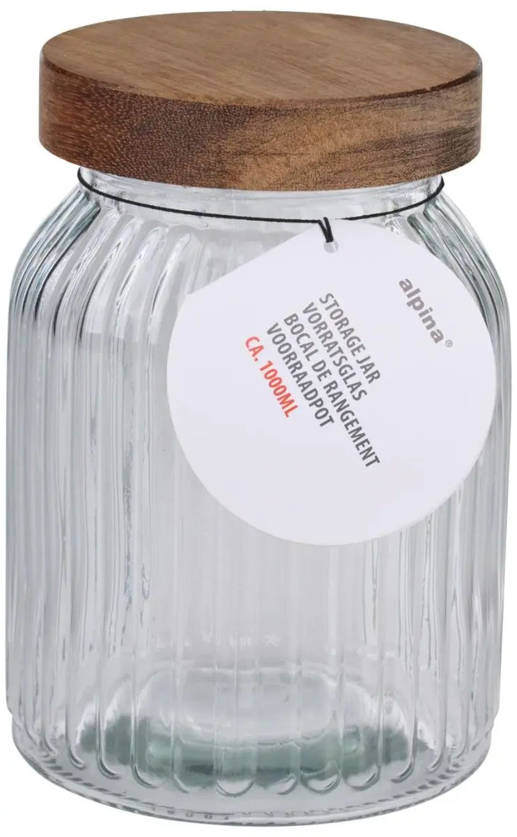 Alpina Glazen Voorraadpot 1000ml - Bruin/Transparant