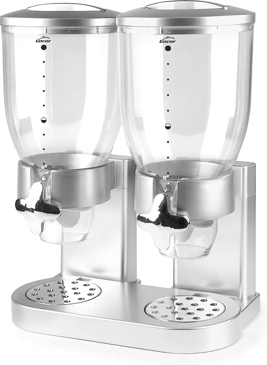 Lacor 62597 Ontbijtgranen Dispenser - 2x3,5L Transparant/Zilver
