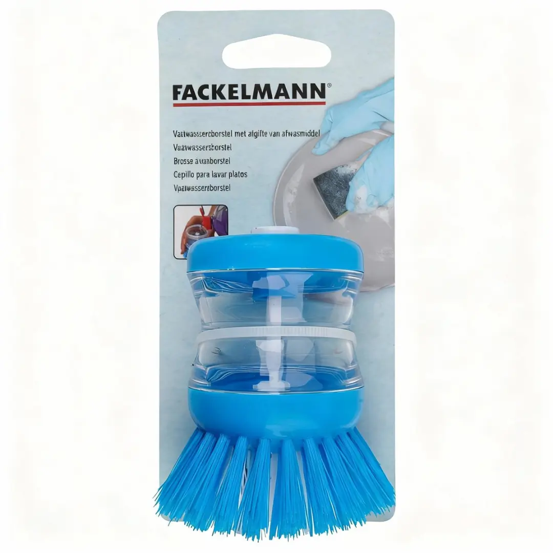 Fackelmann Tecno Afwasborstel met Reservoir 41576 - Transparant/Blauw